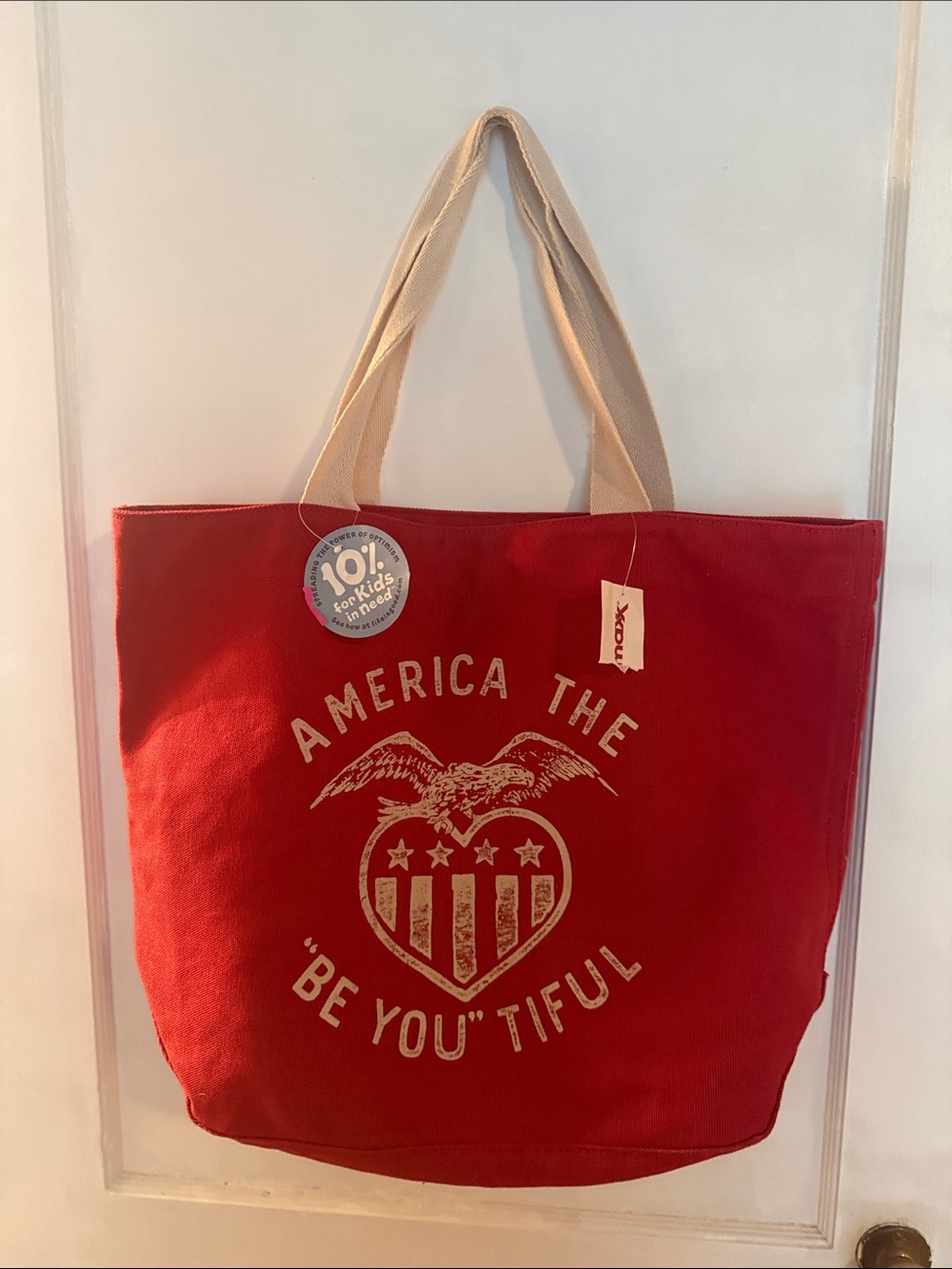 America The 'Be You'tiful' Red Canvas Tote Bag - Life is Good